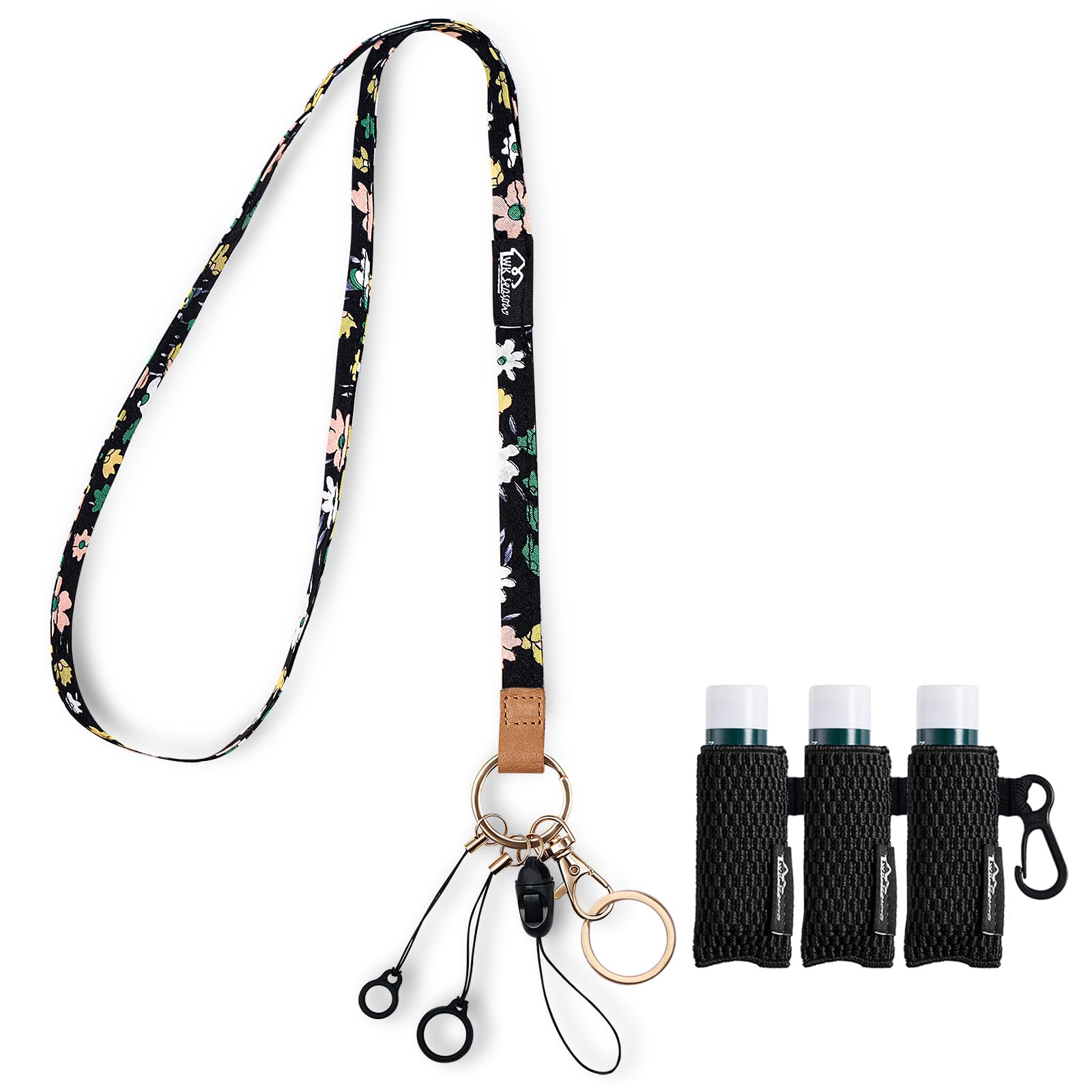 WK IEASON Lanyard Neck Strap & Lip Balm Holder Set Keychain ID Holder Keyring Keys Badge Holder Phone Camera Strap holder Pen Holders