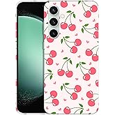 SuzaCase Back Case for Samsung Galaxy S23 FE 5G, Samsung S23 FE Case with Stylish Cherry Pink Pattern Design Printed Cute, Sleek Durable Hardshell Protective Phone Case for Samsung S23 FE 5G