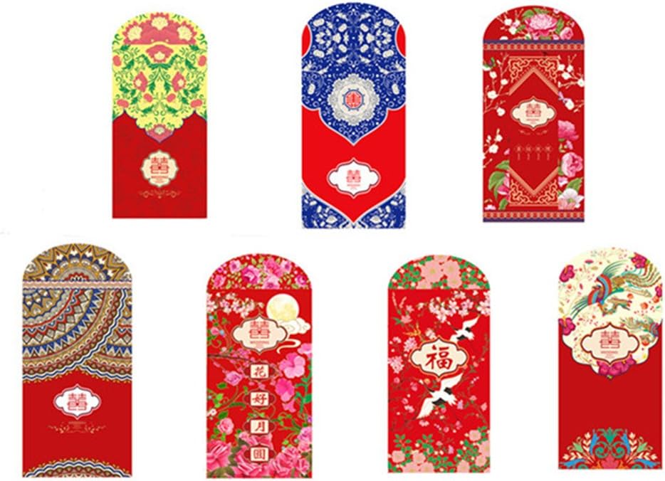 Baishide Chinese New Year Red Envelopes Chinese Redckets Hong Bao Wedding Gift Money Envelopes (7PCS)