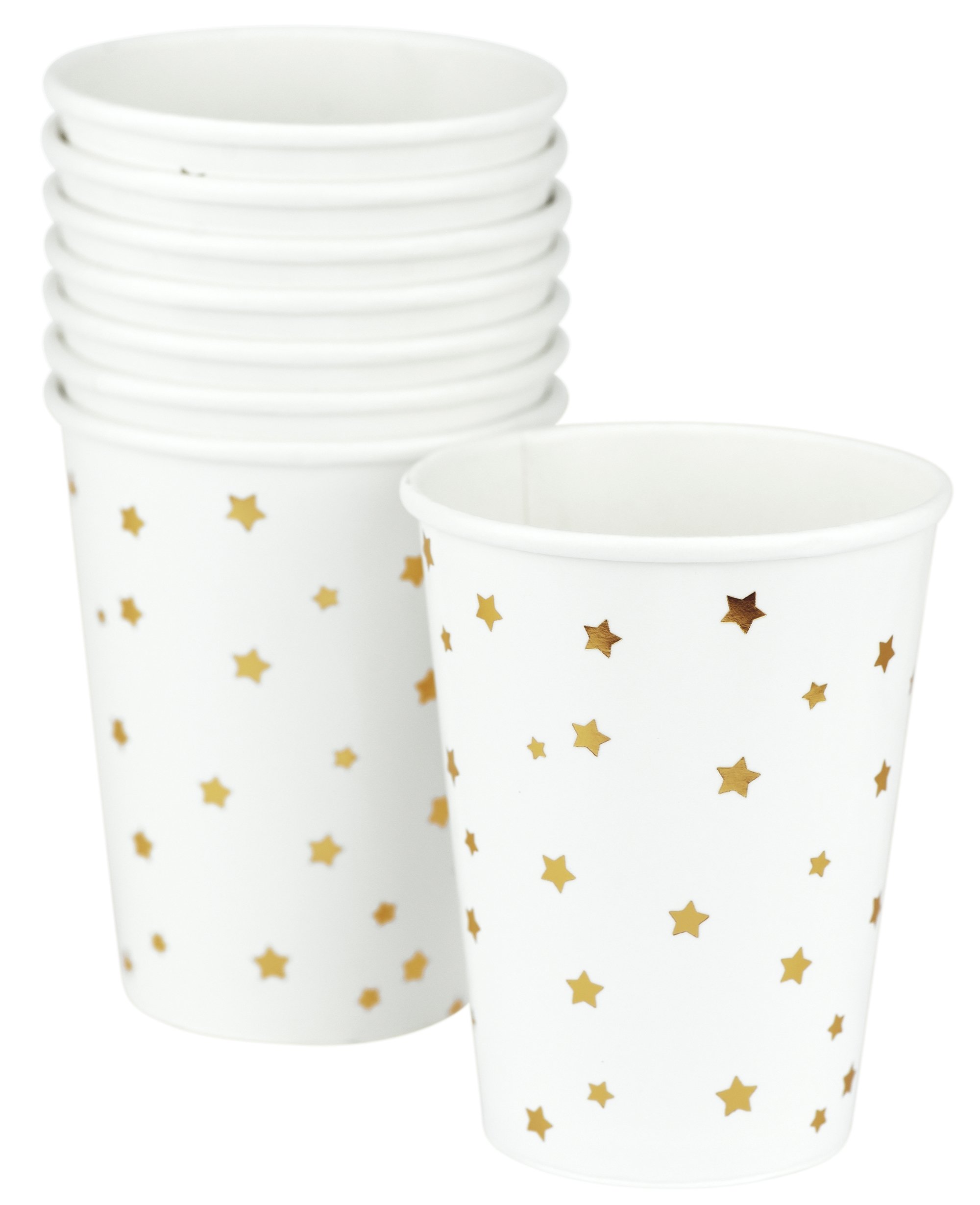 FiveSeasonStuff Paper Cups Eco-Friendly Biodegradable Compostable (White | Gold Stars) 24pcs Disposable