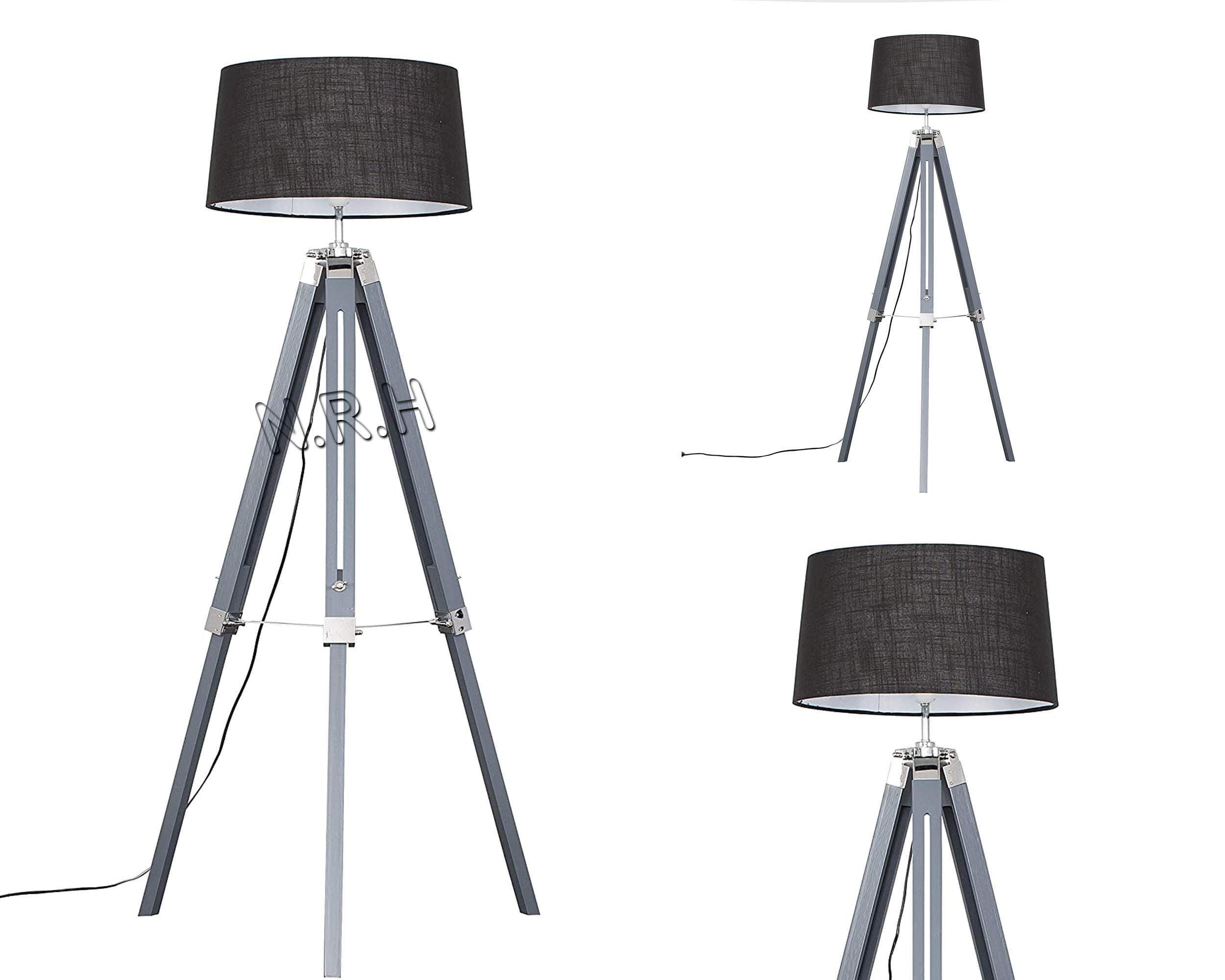 Nautical Replica Hub Gray Tripod Floor Lamp Stand Chrome Finish Home Decor (Without Shade)