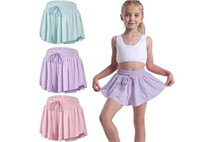 ZOGCOWY 3 Pack Butterfly Flowy Shorts Skirts for Girls Tennis Cheer Stuff Athletic Preppy Running Sports Skirt for Teen Girls