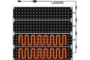 Riakrum 4 Pcs Heated Snow Melting Mats Outdoor, 10 x 30 in Winter Anti-Slip Heated Rubber Mat for Walkways Decks and Sidewalks, Electric Snow and Ice Melting Pads Connection with 9.84 ft Power Cord