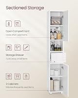 VASAGLE Tall Bathroom Cabinet White BBC560P31 Slim Storage 30x30x170 cm view 4