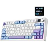 EPOMAKER X Aula F75 MAX Wireless Mechanical Keyboard with TFT Screen and Knob, Gasket Gaming Keyboard in 75% Layout, Hot Swappable, RGB Backlight, for PC/Mac/Linux (Blue&White&Purple)