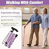 Flintronic Folding Walking Stick Adjustable Lightweight Purple Print view 5