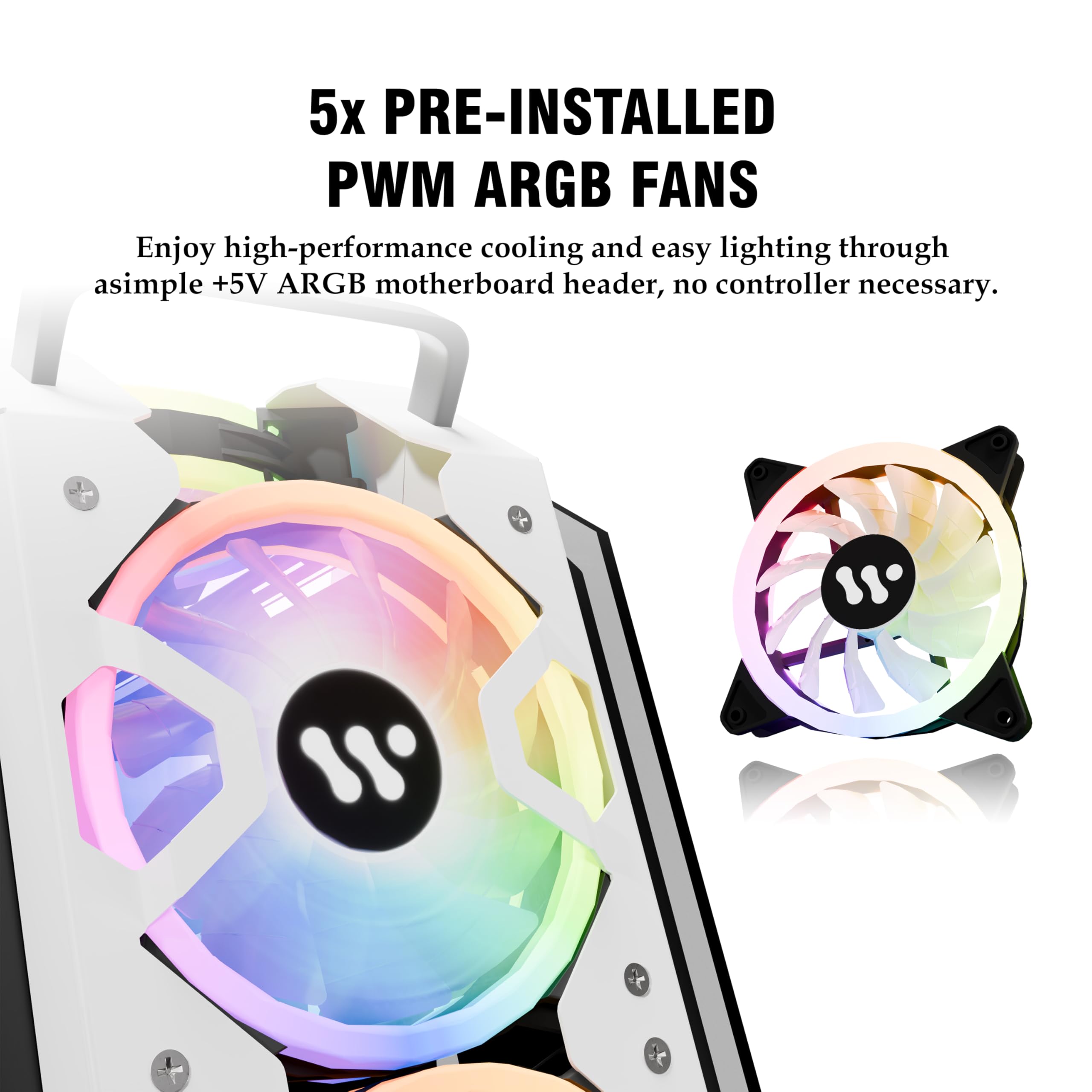 KEDIERS PC Case - ATX Tower Tempered Glass Gaming Computer Open Frame Case with 7 RGB Fans