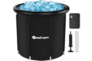 Yesker 126 Gal Ice Bath Tub with Air Ring, Portable Multi-Layered Cold Plunge Tub with Lid for Athletes, Foldable and Inflatable, One Person Hot Bathtub at Gym, Yard, Home, Outdoors Use