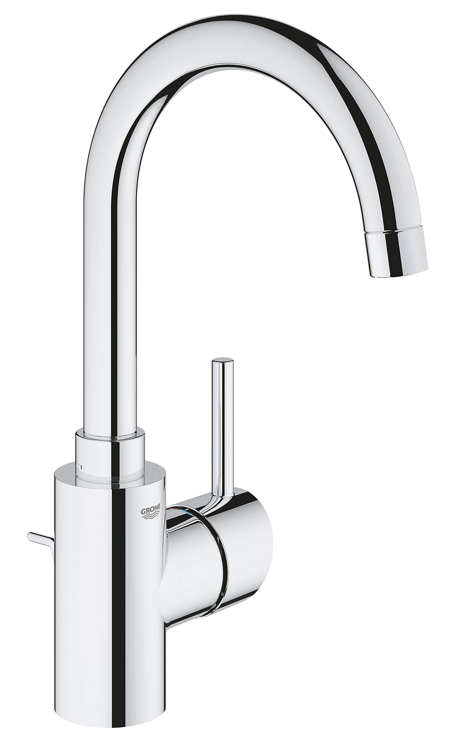 GROHE Concetto Single-Lever Basin Mixer L-Size, High Swivel Spout, Pop-Up Waste Set, Chrome Finish 32629002