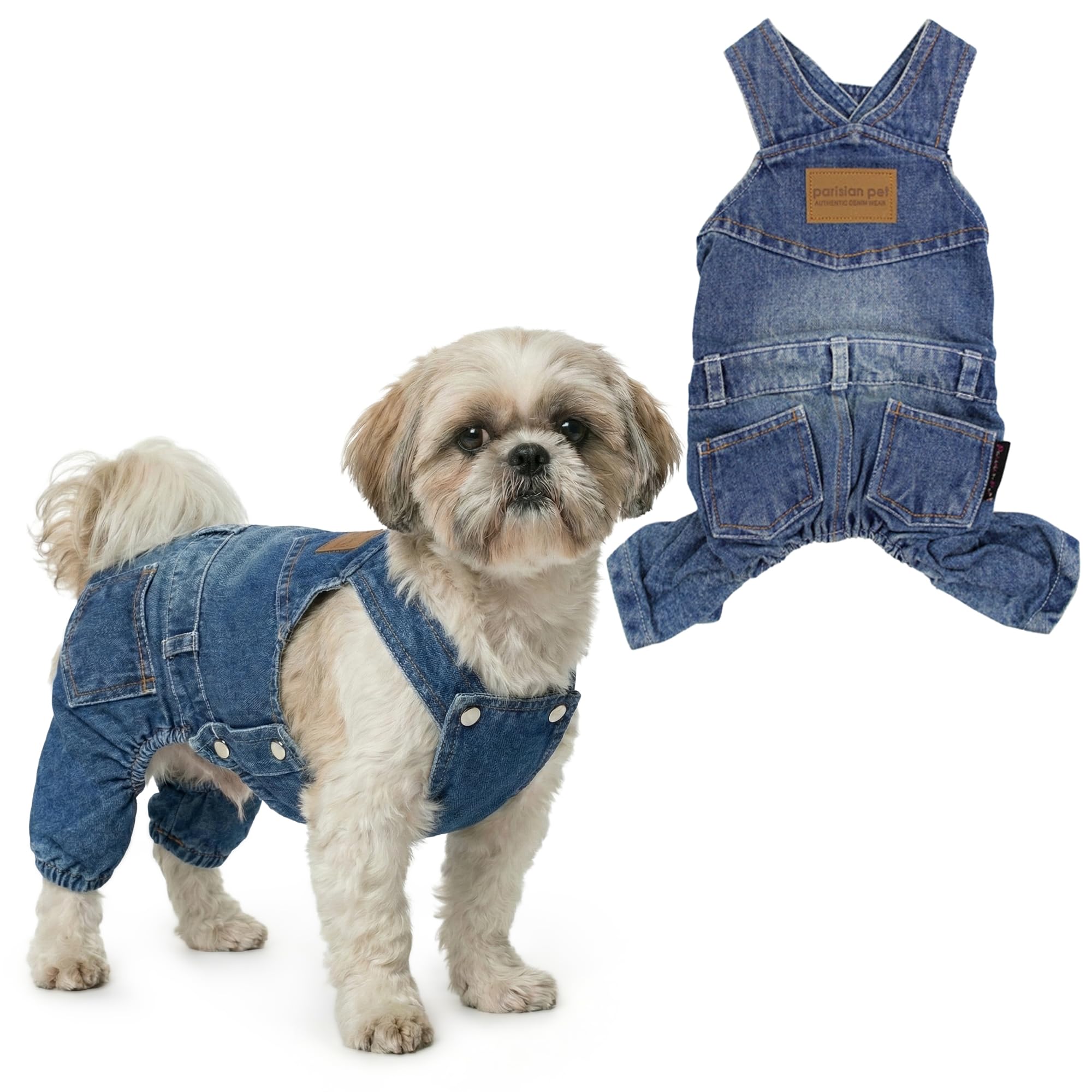 Parisian Pet Dog Clothes Cat Apparel Outfits Denim Overall, M