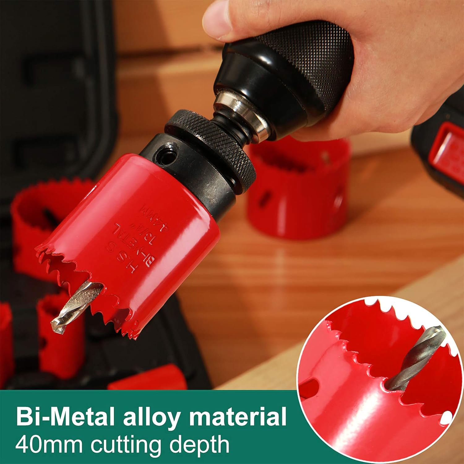 Bi-Metal Hole Saw Kit, HYCHIKA 17 Pcs High Speed Steel 3/4 inches- 2-1/2 inches Set in Case with Mandrels, Durable High Speed Steel, Perfect for Drilling PVC Board, Metal, and Plastic Plate