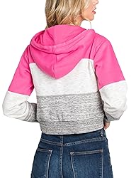 DOUBLJU Casual Crop Hoodie Long Sleeve Zip Up