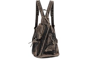 Wrangler Men's Sling Backpack Purse Crossbody Shoulder Bag with Adjustable Strap Vegan Leather Crossbody Bags for Men Women