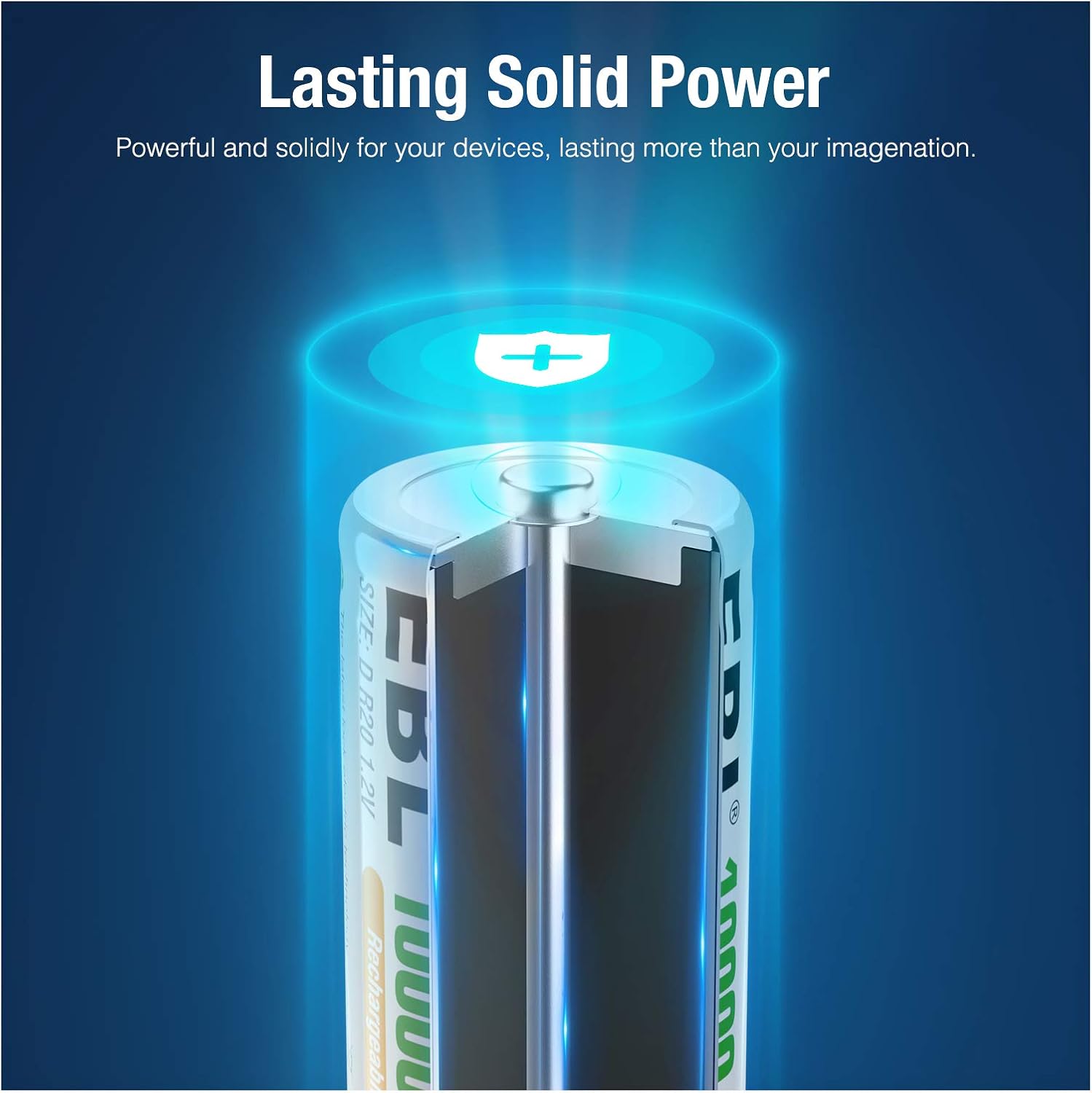 EBL D Size Battery D Cell 10000mAh Huge Capacity Ni-MH Rechargeable D Batteries with Storage Box, 4 Counts: Electronics