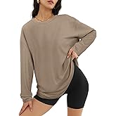 ATHMILE Womens Oversized Long Sleeve T Shirts Basic Crewneck Tee Fall Tops Casual Workout Fashion Casual Y2K Clothes