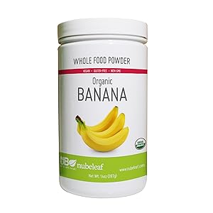 Nubeleaf Banana Powder - Non-GMO, Gluten-Free, Organic, Vegan Source of Fiber & Vitamins A, C, B6- Single-Ingredient Nutrient Rich Superfood for Cooking, Baking, Smoothies (14oz)