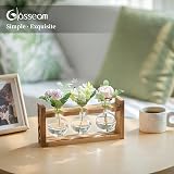 Glasseam Propagation Station 3 Pcs Glass Vase with Wooden Stand view 9