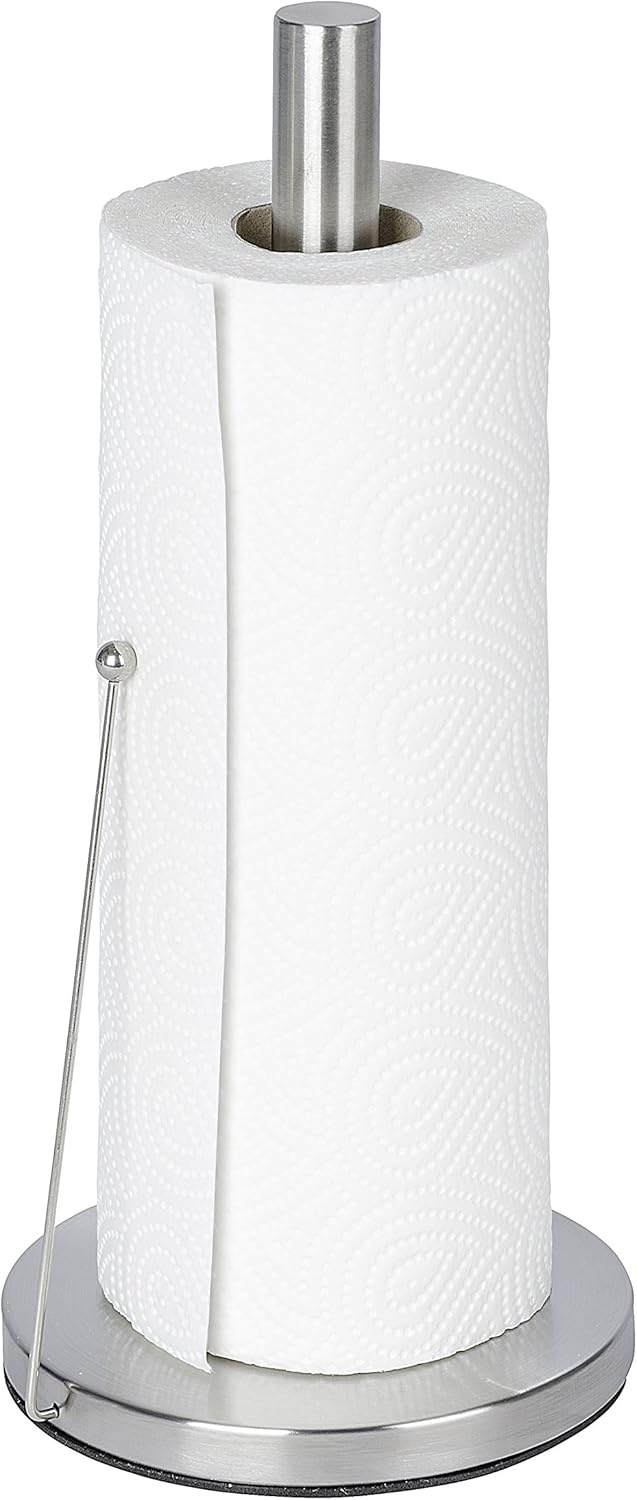 WENKO 53210100 Küchenrollenhalter Clayton, Edelstahl rostfrei, 15 x 33 x 15 cm, Silber matt
