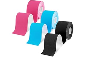 Brifantico Kinesiology Tape 3 Rolls (5cm x 5m) - Elastic Therapeutic Sports Tape for Sports, Exercise, Pain Relief and Injure