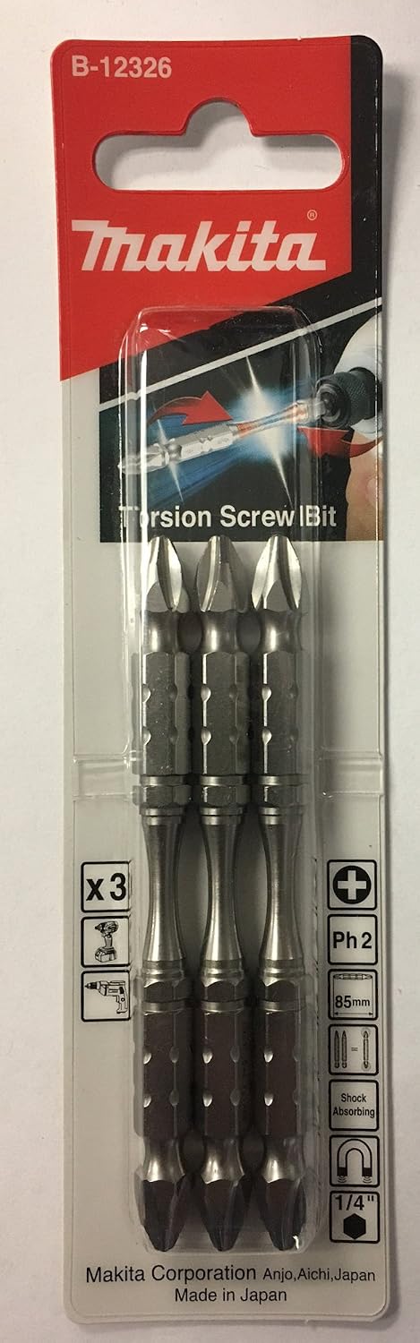 Makita B-12326 Torsion Screw Bits, PH2, Retro-tri Color, Variety Pack