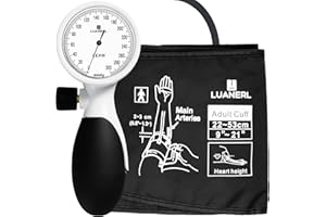 LUANERL Manual Blood Pressure Cuff Adult 9”-21” Inches (22-53CM) (Large/XL)- Aneroid Sphygmomanometer -Extra Large with Integrated Bulb, Dial and Air Valve, Comfort Cuff | for Clinical or Home Use
