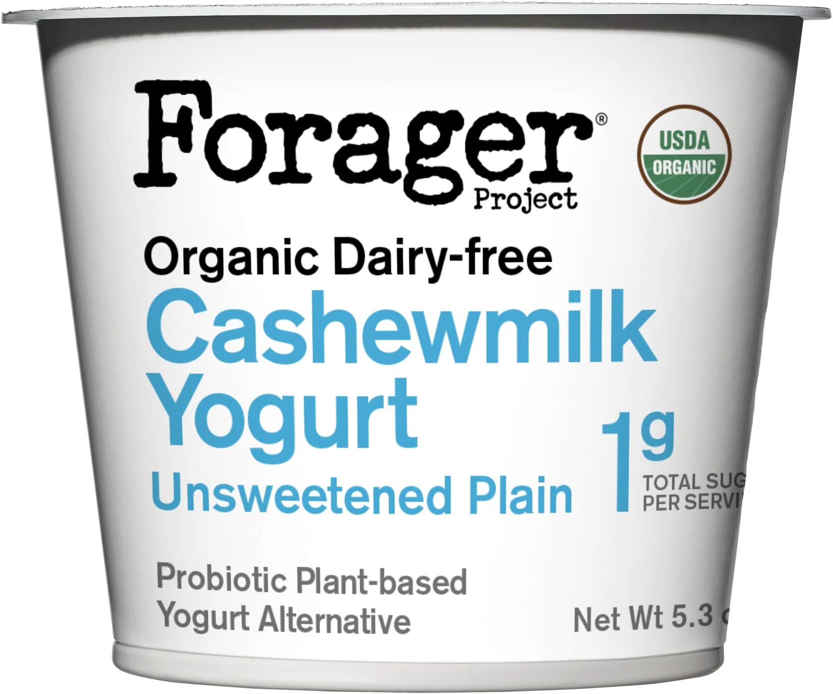 Forager Project, Organic Dairy-Free Unsweetened Plain Cashewmilk Yogurt Alternative, 5.3 Ounce