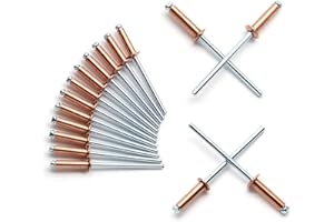 HARSKIYER 1/8" x 1/2" Red Copper Pop Rivets Assortment - 60Pcs, Aluminum Rivets Metal Blind Rivets Kayak Rivets Tool Marine rivet fasteners for Boat