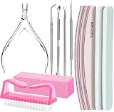 FANDAMEI 12pcs Nail Files Set Buffer Cuticle Remover Nipper Pusher Manicure