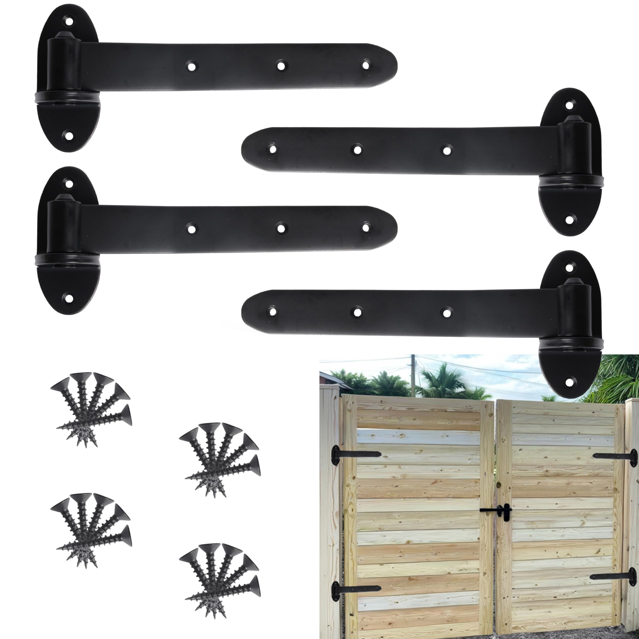 Photo 1 of Riyhch 4pcs 12 inches Strap Gate Hinges, 180 Degree Heavy Duty Cranked Band Hinge, T-Shaped Lift Off Hinge with Removeable Pin for Barn Doors, Shed Doors, Garage Doors