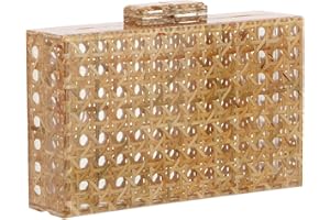 GOKTOW Rattan Acrylic Bag Clutch Purse Evening Bag Woven Handbag Summer Beach Purse
