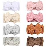 chiduerm 8 Pcs Baby Bows Headbands Nylon Hairbands Baby Girl Bows Hair Accessories For Infant Toddler Essentials (8 Color-green, Mid)