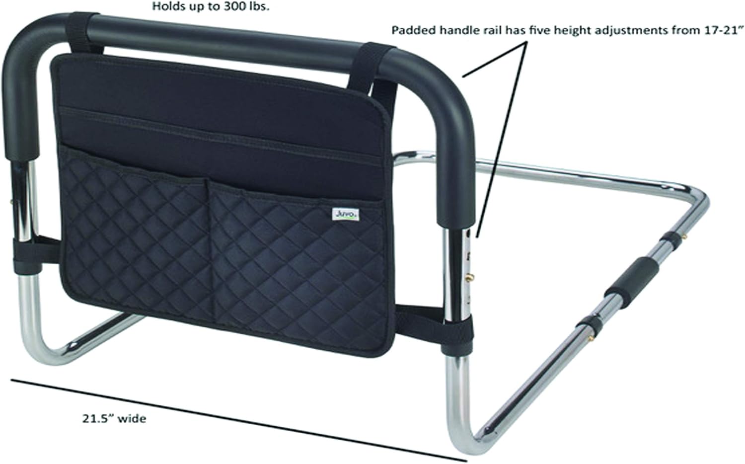 Juvo Height Adjustable Bed Safety Rail with Storage Caddy (BSR101): Health & Personal Care
