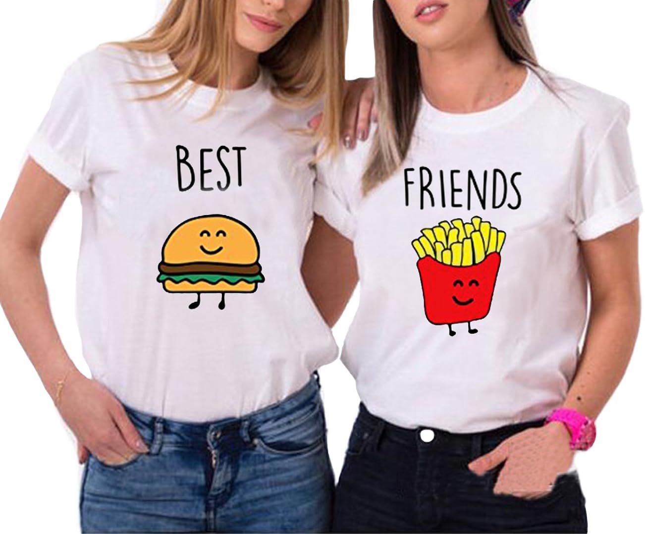 JWBBU Best Friends T Shirt pour 2 Fille Impression Impression des