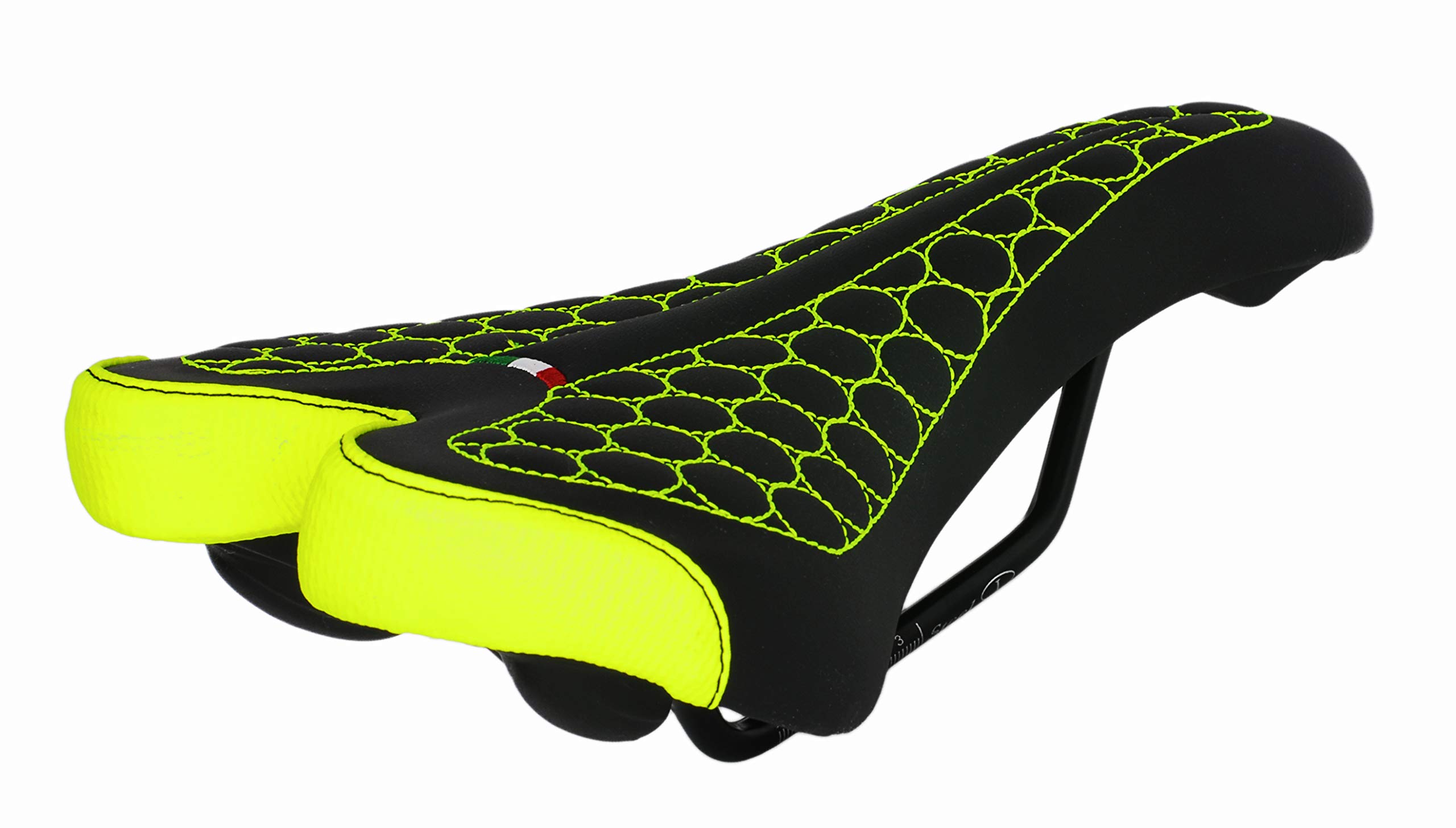 FatBike Saddle Montegrappa for Bicycle MTB Trekking Unisex MOD. SM 4010 Made in Italy. Color Yellow
