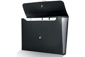 GREAT&LUCKY 7 Pocket Expanding File Folder with Tab Inserts, Accordian File Organizer Document Receipt Organizer, Accordion Folder File Keeper A4 Letter Size, for School Home Office, Black