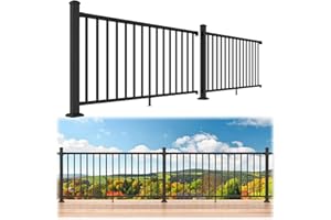Egadis 36 in. H x 12 ft. W Porch and Deck Railing Kit, Aluminum Railing Kit, Black Textured AAMA 2604 Powder-Coat Finish Railing System for Outdoor Decks, Porches & Balconies (2 Post, 2 Panel)