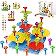 Peg Board Toy set 70Pcs DIY Building Stacking Toys for Kids 3-6 Years Old,STEM Educational Kids Toy for Brain Development,Montessori Sensory Toys,Upgrade Various Foam Board Plastic Lacing String Game