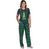 INTIMO Wicked Pajamas Women's Elphaba Destined To Fly Shirt and Pants Pajama Set For Adults