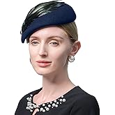 Womens Wool Felt Pillbox Hats Vintage Fascinators for Women Tea Party Hats 1950s Church Derby Hat with Feather Fedoras