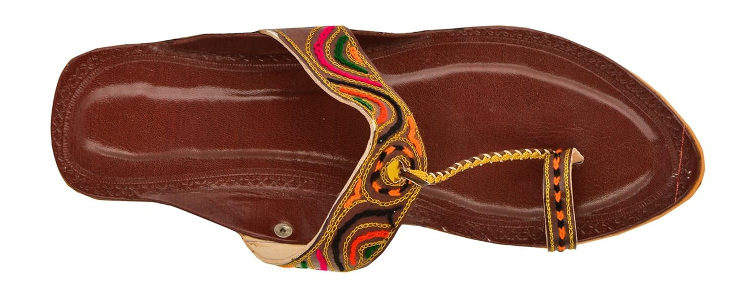 women's brown colore leather kolhapuri slipper