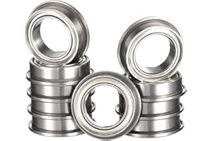 HiPicco MF105ZZ Flanged Ball Bearing, ID 5mm x OD 10mm x Width 4mm Miniature Bearings, Double Metal Shielded Deep Groove Bear