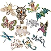 MEEDOZ 6 Pieces Dragonfly Butterfly and Bee Insect Animal Lapel Brooch Pin Set for Daily Decoration