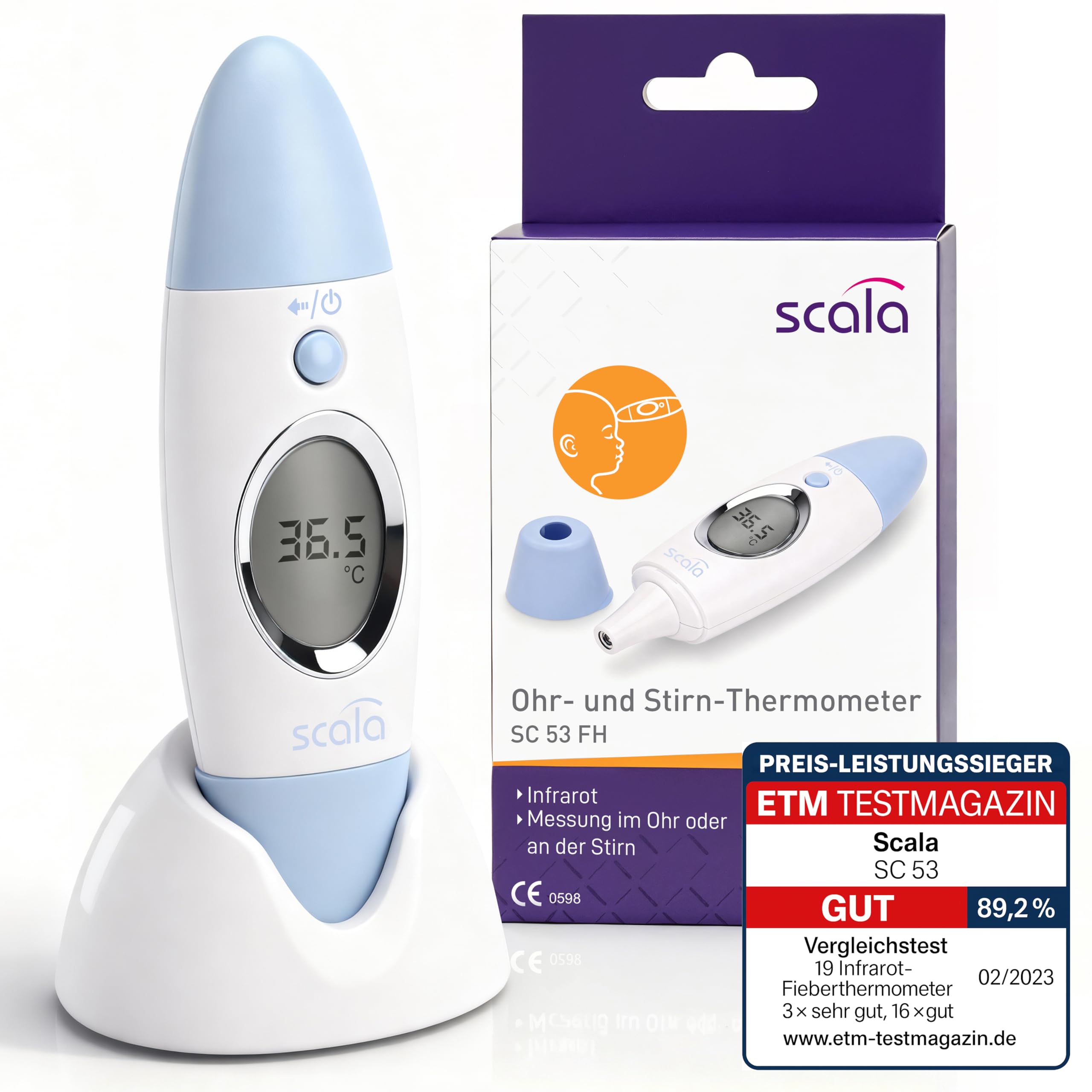 Scala SC 53 Infrared Ear and Forehead Thermometer - 3 in 1
