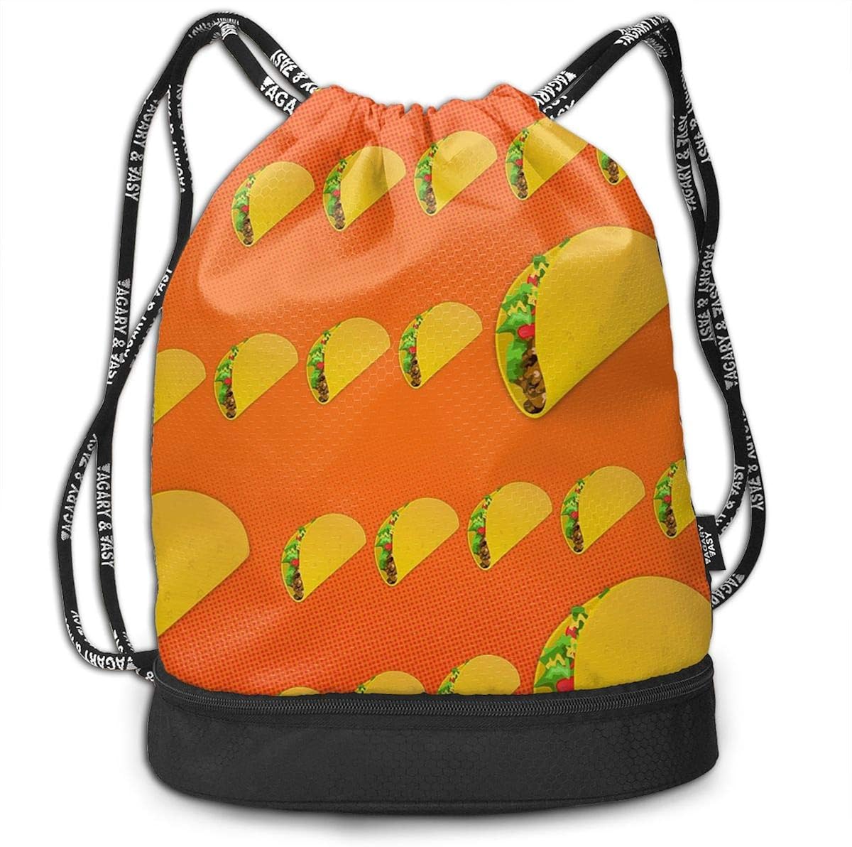 Funny Unisex Drawstring Beam Backpack Taco Pattern Funny