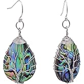 Teardrop Abalone Shell Dangle Earrings for Women