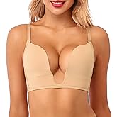 HANSCA Women's Deep Plunge Bra Cleavage Enhancer Low Cut Wireless Bra Padded Push Up