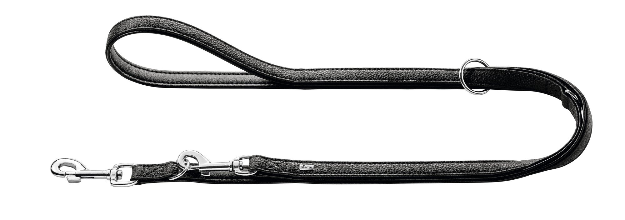 HUNTER Vega Adjustable Dog Lead Faux Leather Easy Care Weather-Resistant 1.5 x 200 cm Black โ image 1
