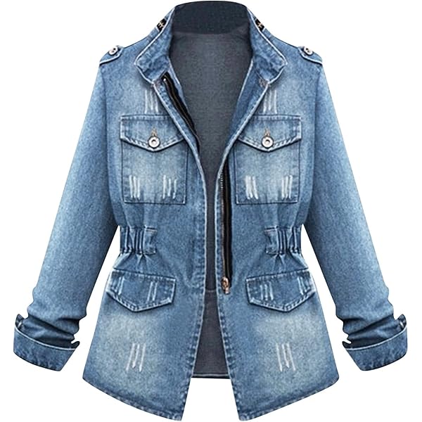 Juebong Plus Size Casual Denim Jackets Fashion Fall Winter Coats
