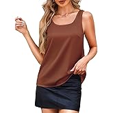 ADORPOP Silk Camisole Tops for Women - Satin Scoop Neck Tank Summer Shirts Sleeveless Basic Blouse Dressy Casual
