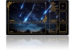 DEGDFSGR for MTG Playmat with Zones 27.5" x 15.74" for TCG Playmats Non-Slip Rubber Base Commander Play Mat for Magic The Gathering Playmat Iorcana Trading Card Game, Blue Sky Meteor Streaks